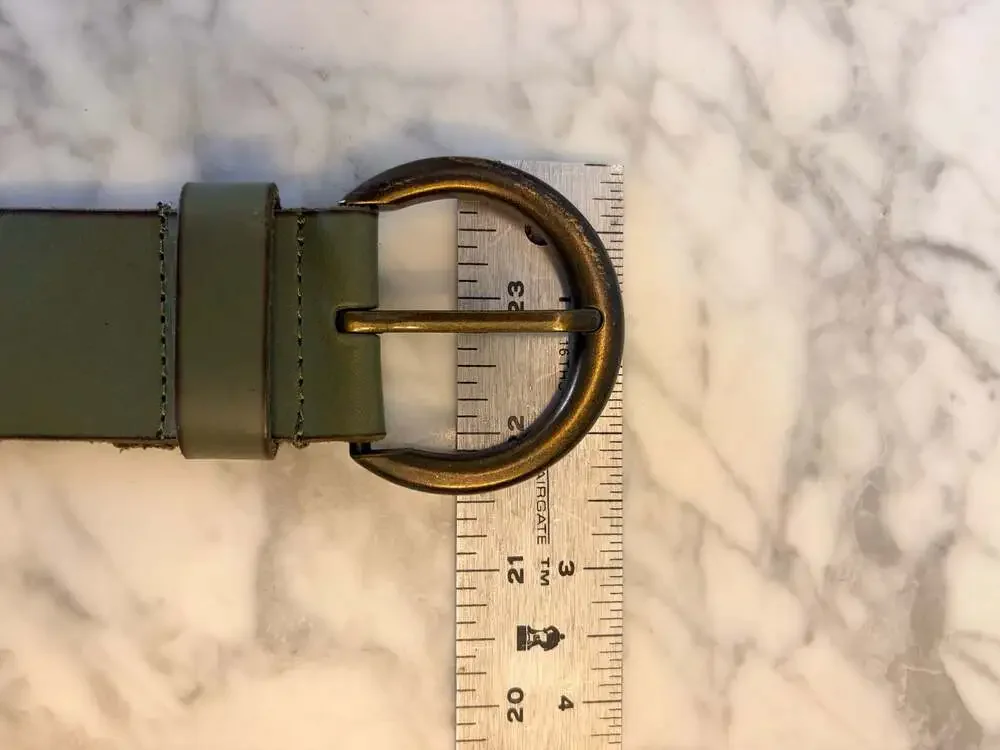 Talbots Olive Green Genuine Leather Studded Belt - Picture 8 of 8